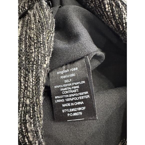 English Rose Beaded Grommet Hem Side Zip Tweed Mini Skirt Black Gold Small - Picture 5 of 7